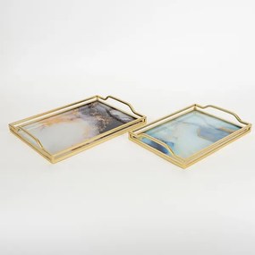 SET 2x tavă decorativă 40x30/35x25 cm auriu