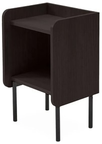 Noptieră neagră cu rafturi cu aspect de lemn de stejar Wrap – Bonami Selection