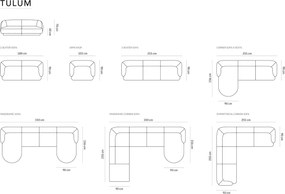 Coltar reversibil 5 locuri, Tulum, Cosmopolitan Design, 255x255x70 cm, catifea, gri