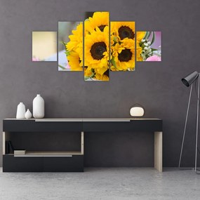 Tablou cu buchetul miresii de floarea soarelui (125x70 cm), în 40 de alte dimensiuni noi