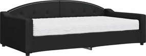 vidaXL Pat de zi cu saltea, negru, 100x200 cm, textil