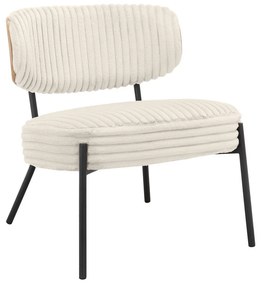 Fotoliu cu taburet crem cu tapițerie din catifea reiată Jerry – Støraa