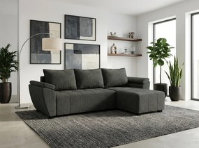 Coltar extensibil de colt LIVARO, gri inchis, reversibil, 251x140 cm