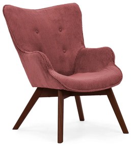 Fotoliu cu taburet roșu cu tapițerie din catifea reiată Niko – Ropez