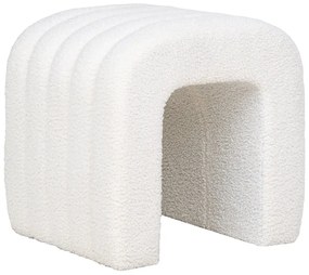 Taburet alb cu tapițerie din țesătură bouclé Colma – House Nordic