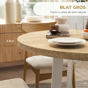 HOMCOM Masă rotundă pentru 4 persoane, masă de bucătărie modernă