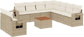 vidaXL Set canapele de grădină cu perne, 10 piese, bej, poliratan