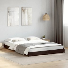 vidaXL Cadru de pat, negru, 120x190 cm, lemn prelucrat și metal