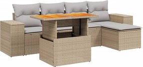 vidaXL Set canapele de grădină cu perne, 6 piese, bej, poliratan