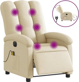 vidaXL Fotoliu electric de masaj rabatabil, crem, textil