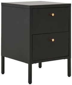 Comodă Dalby, 2 sertare, oțel, negru 40x40x59,5 cm
