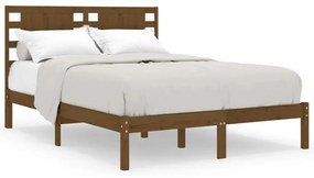 3104196 vidaXL Cadru de pat dublu, maro miere, 135x190 cm, lemn masiv