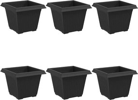 vidaXL Vază pătrată pentru flori 6 pcs Negru 33 x 33 x 26 cm Plastic