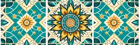 Tablou - Model turcoaz (cu ceas) (90x30 cm)