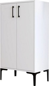 Pantofar PRAG, alb, PAL melaminat, 60x35x111 cm