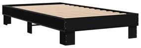 845882 vidaXL Cadru de pat, negru, 90x190 cm, lemn prelucrat și metal