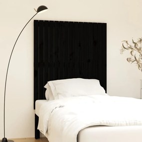 824937 vidaXL Tăblie de pat pentru perete, negru 95,5x3x110 cm lemn masiv pin