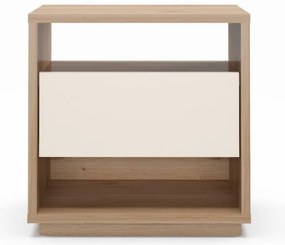 Noptieră crem/în culoare naturală cu aspect de lemn de stejar Dennis – Marckeric