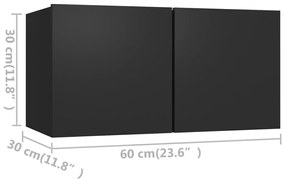 Set dulap TV, 6 piese, negru, PAL Negru, 60 x 30 x 30 cm, 1