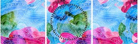 Tablou - Valuri colorate (cu ceas) (90x30 cm)