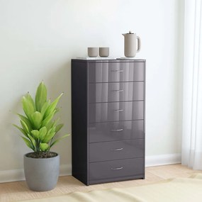 800674 vidaXL Servantă cu 6 sertare, gri extralucios, 50 x 34 x 96 cm, PAL