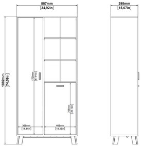 Bibliotecă albă-în culoare naturală cu aspect de lemn de stejar 89x188x40 cm Ikast – Tvilum