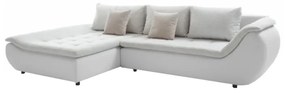 Coltar extensibil BRATO stanga alb-gri deschis, 310/185/72 cm