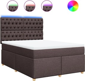 vidaXL Pat box spring cu saltea, maro închis, 140x200 cm, textil