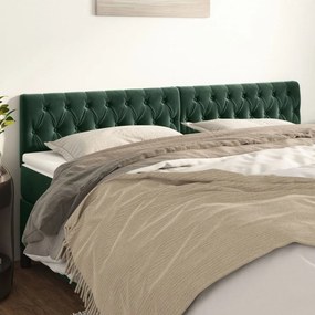 346379 vidaXL Tăblii de pat, 2 buc, verde închis, 90x7x78/88 cm, catifea
