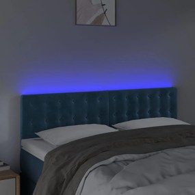 Tablie de pat cu LED, albastru inchis, 144x5x78 88 cm, catifea 1, Albastru inchis, 144 x 5 x 78 88 cm