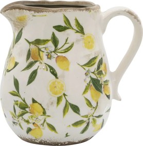 Carafă decorativă din ceramică, pictată manual, crem, H20/D16.5 cm, Limone