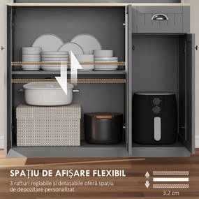 HOMCOM Dulap de Bucătărie cu Spațiu de Depozitare, 71" Alb | Aosom Romania
