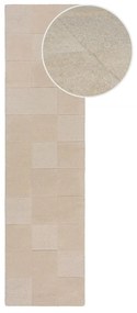 Covor tip traversă bej țesut manual din lână 60x230 cm Checkerboard – Flair Rugs