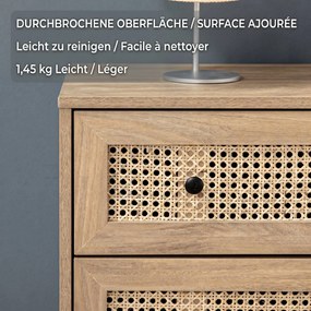 HOMCOM Comodă cu 4 Sertare Stil Boho din Ratan 80x35x95 cm Lemn Natural | Aosom Romania