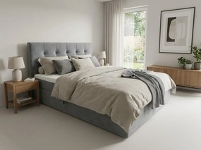 Pat tapițat boxspring DIRELIS TRINITY 140x200 cm gri Saltea: Saltea cu arcuri Bonell