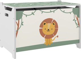 AIYAPLAY Cutie pentru Jucării cu Capac, Balamale de Siguranță și Mânere Adâncite, Organizator pentru Depozitarea Jucăriilor pentru Copii, Camera de Zi, Camera de Joacă, Verde | Aosom Romania