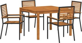 vidaXL Set de masă pentru grădină 5 pcs Negru Lemn Solid de Acacia