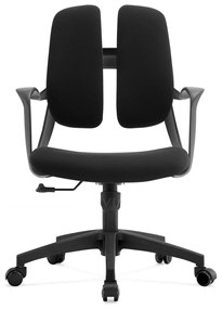 Scaun ergonomic Victor-M, mecanism multifunctional, suport lombar dublu, material textil, Negru