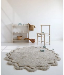 Covor bej lavabil țesut manual rotund din bumbac ø 110 cm Sweet April Lin – Nattiot