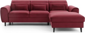 Colțar roșu extensibil/cu spațiu de depozitare cu tapițerie din catifea (cu colț pe partea dreaptă/cu șezlong) Foble – ELTAP