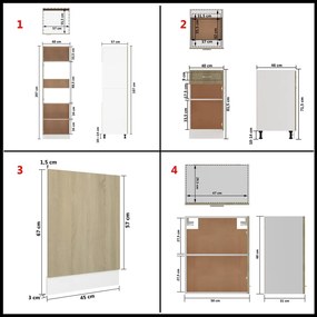 Set dulapuri de bucatarie, 7 piese, stejar sonoma, PAL Stejar sonoma, 1