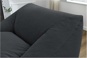 Fotoliu bean bag gri închis cu tapițerie din catifea reiată Lilibet – Bobochic Paris