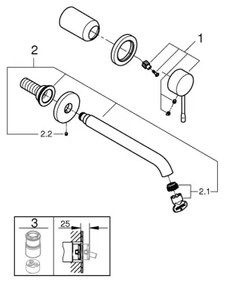 GROHE 19967GL1 - Baterie pentru lavoar ESSENCE 230 mm, montaj pe două găuri, finisaj auriu