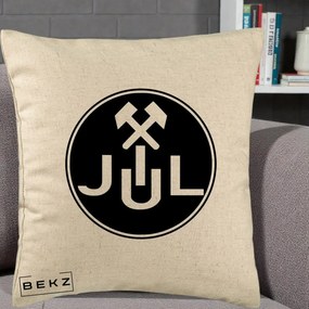 Perna Personalizata JUL Jiul Lupeni Fotbal, 40x40 cm, Bej, Husa Detasabila, Perna Inclusa, BEKZ®