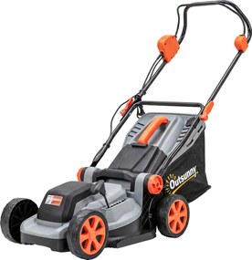 Outsunny Mașină de tuns gazon electrică 1200 W, lățime de tăiere 34 cm, coș colector 35L, funcție mulcire, 6 înălțimi de tăiere, mâner reglabil | Aosom Romania