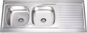 Chiuveta inox Inter Ceramic Alpaca cu doua cuve si picurator dreapta finisaj inox lucios 120x60 cm
