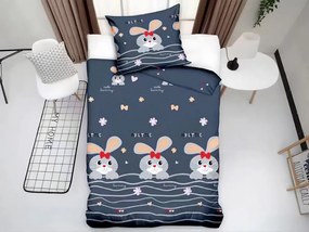 Lenjerie de pat pentru copii Culoare gri inchis, CUTE BUNNY