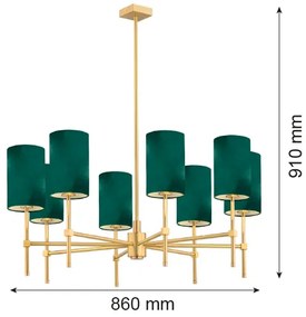 Lustră pe tijă ABRUZZO 8xE14/7W/230V alamă/verde Argon 5055