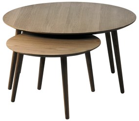 Măsuțe de cafea maro 2 buc. rotunde cu aspect de lemn de stejar ø 88 cm Adda – Unique Furniture