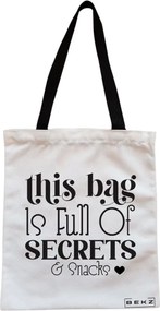 Sacosa de Panza pentru Cumparaturi, Geanta Tote, model Full of secrects and snacks 2, Cu fermoar, 38x34.5 cm, Alba, BEKZ®